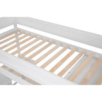 Cama alta de madera tamaño Twin con armarios y escritorio de 2 cajones con gabinete