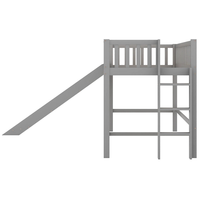 Niedriges Hochbett in Twin-Größe mit Leiter und Rutsche