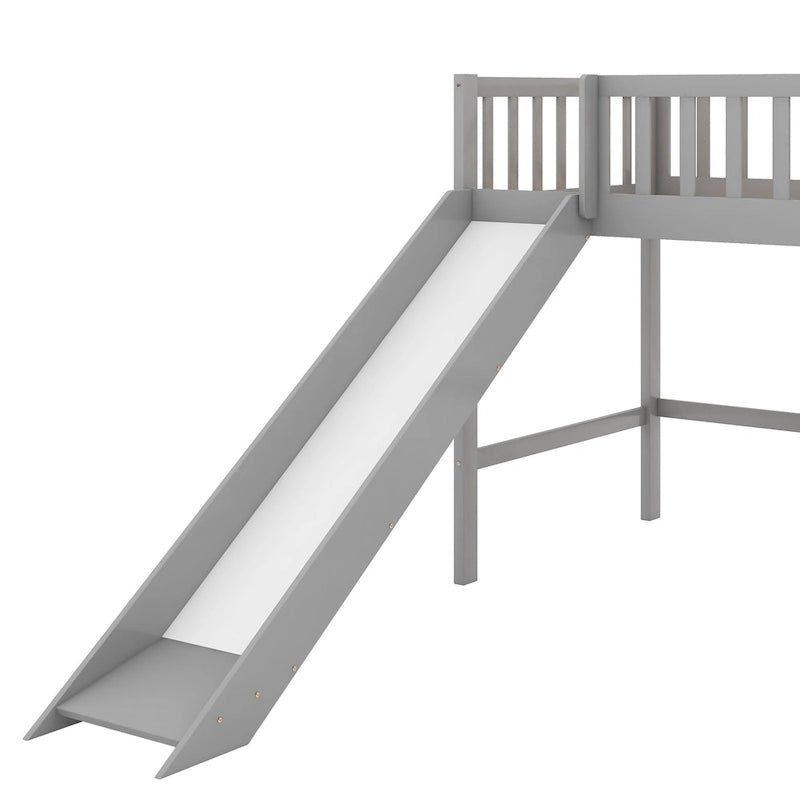 Niedriges Hochbett in Twin-Größe mit Leiter und Rutsche