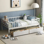 Cama infantil tamaño Twin con almacenamiento y 2 cajones extraíbles
