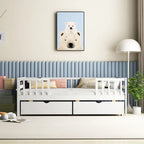 Cama infantil tamaño Twin con almacenamiento y 2 cajones extraíbles