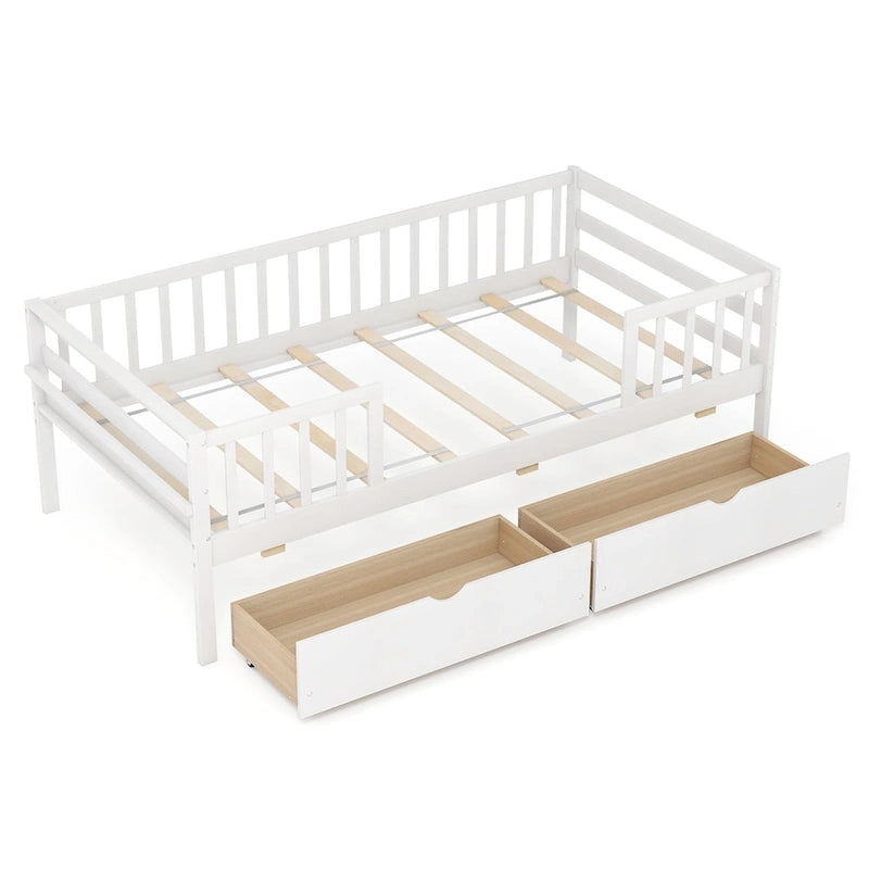 Cama infantil tamaño Twin con almacenamiento y 2 cajones extraíbles