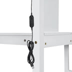 Massivholz-Hochbett in Twin-Größe mit integriertem Schreibtisch, LED-Beleuchtung, Ablageregalen, Schränken & Treppe