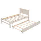 Cama blanca de madera maciza tamaño Twin con cama nido