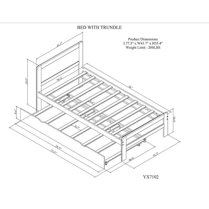 Cama blanca de madera maciza tamaño Twin con cama nido