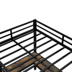 Cama alta metálica tamaño Full con escritorio, estantes, escalera y barandillas de seguridad