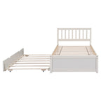 Cama Twin de madera de caucho con cama nido