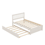 Cama Twin de madera de caucho con cama nido