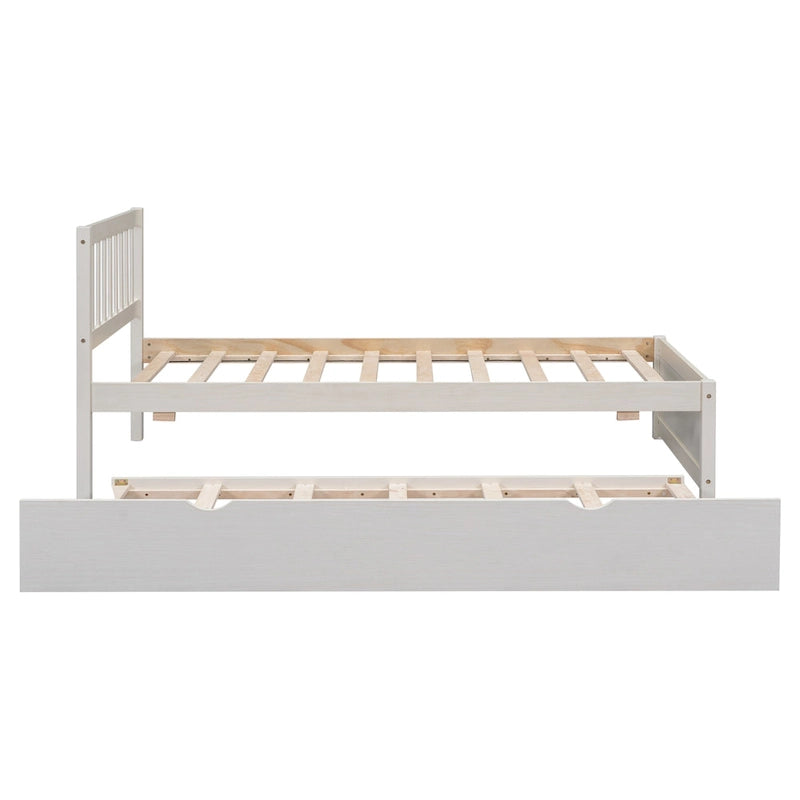 Cama Twin de madera de caucho con cama nido