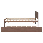 Estructura de cama de plataforma tamaño Twin con cama nido, construcción de madera de caucho y madera contrachapada, diseño moderno y ahorro de espacio