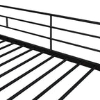 Cama alta metálica negra tamaño Twin con escritorio y estantes para niños y adolescentes