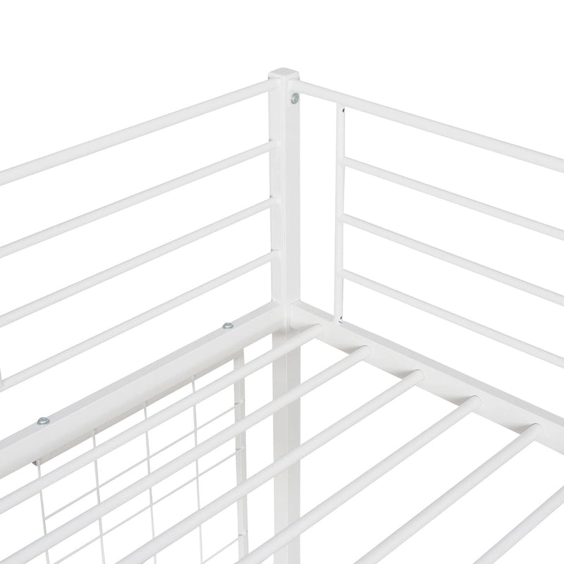 Cama alta metálica tamaño Twin con escritorio, escalera y rejilla metálica para niños, adolescentes, niñas y niños