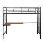 Cama alta metálica tamaño Twin con escritorio, escalera y rejilla