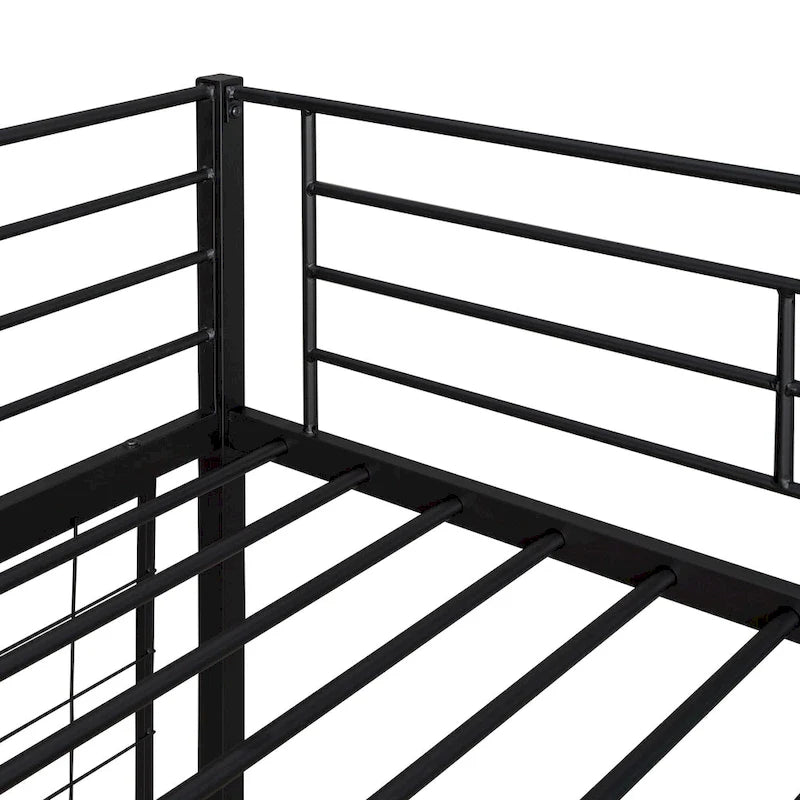 Cama alta metálica tamaño Twin con escritorio, escalera y rejilla