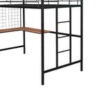 Cama alta metálica tamaño Twin con escritorio, escalera y rejilla