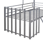 Cama alta metálica tamaño Twin con techo, ventana y escalera