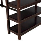Hochbett aus Massivholz in Twin-Größe mit Schreibtisch und Regalen