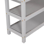 Hochbett aus Massivholz in Twin-Größe mit Schreibtisch und Regalen