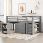 Lit mezzanine multifonction 2 places avec bureau mobile