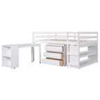 Lit mezzanine multifonction 2 places avec bureau mobile
