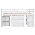 Lit mezzanine multifonction 2 places avec bureau mobile