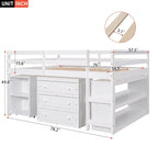 Lit mezzanine multifonction 2 places avec bureau mobile