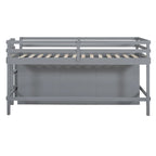 Gray Twin Solid Wood Loft Bed with Drawers & Cabinet