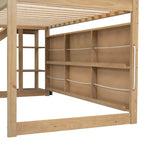 Cama alta individual em forma de casa com escorrega