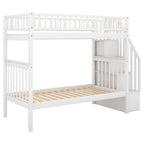 Twin Over Twin Bunk Bed with Trundle and Storage