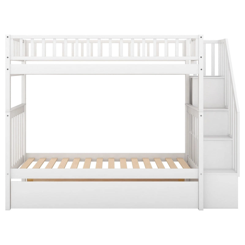 Twin Over Twin Bunk Bed with Trundle and Storage